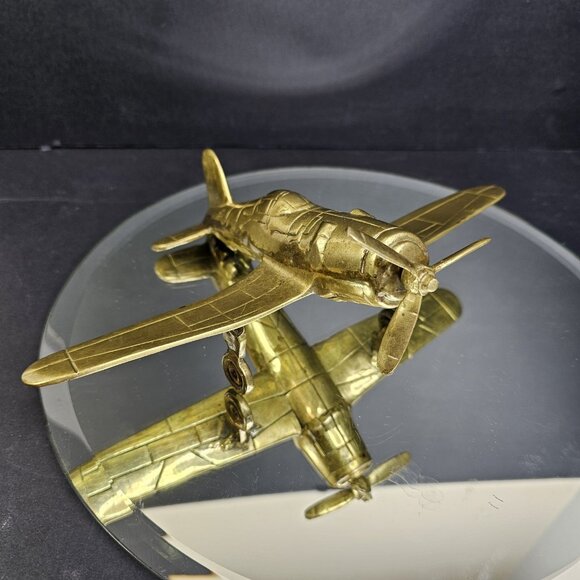 Vintage Brass Desk Collector Aviation Pilot Decor Air Plane Figure - Picture 4 of 10